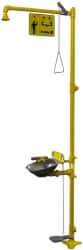 Bradley - 1-1/4" Inlet, 26 GPM shower Flow, Drench shower, Eye & Face Wash Station - Bowl, Triangular Pull Rod, Push Flag & Foot Treadle Activated, Galvanized Steel Pipe, Plastic Shower Head, 3 GPM Bowl Flow, Corrosion Resistant, Top or Mid Supply - Exact Tool & Supply
