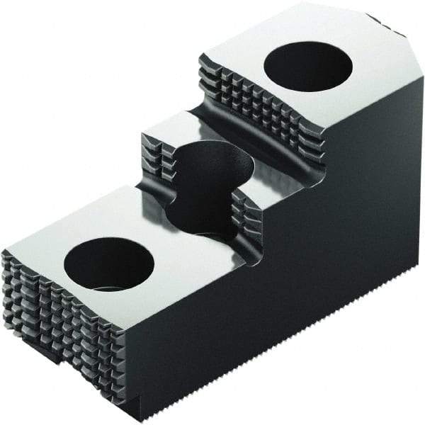 Schunk - 6" Max Chuck Diam Compatibility, Case Hardened Steel 1.5mm x 60° Serrated Hard Lathe Top Jaws - 1 Step - Exact Tool & Supply
