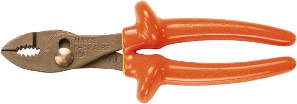 Ampco - 8-3/16" OAL, Insulated Adjustable Combination Pliers - Grooved Jaw, 1000 Volt Insulated Handles - Exact Tool & Supply
