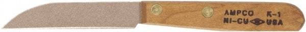 Ampco - 3-1/8" Long Blade, Nickel-Tin-Copper Alloy, Fine Edge, Fixed Blade Knife - 6.75" OAL, Wood Handle - Exact Tool & Supply