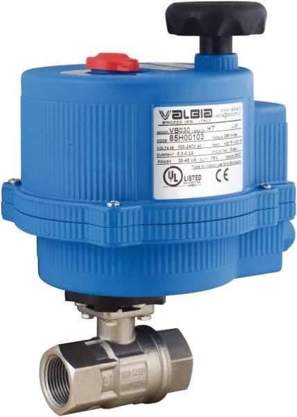 BONOMI - 1" Pipe, 24 VAC, DCV Voltage 1,000 psi WOG Rating 316 Stainless Steel Electric Actuated Ball Valve - PTFE Seal, Full Port, 150 psi WSP Rating, NPT End Connection - Exact Tool & Supply