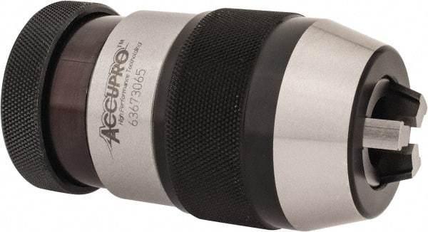 Accupro - JT6, 1/8 to 5/8" Capacity, Tapered Mount Drill Chuck - Keyless, 2.165" Sleeve Diam, 3.74" Open Length - Exact Tool & Supply