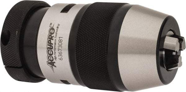 Accupro - JT2, 1/32 to 1/2" Capacity, Tapered Mount Drill Chuck - Keyless, 1.929" Sleeve Diam, 3-7/12" Open Length - Exact Tool & Supply