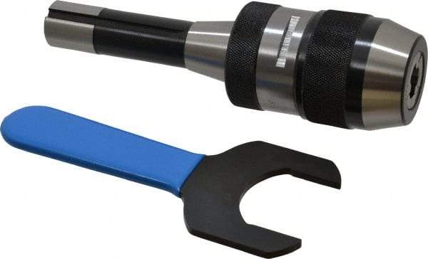 Accupro - R8, 1/8 to 5/8" Capacity, Integral Shank Drill Chuck - Keyless, Taper Shank, 2-1/8" Sleeve Diam, 3.425" Open Length - Exact Tool & Supply