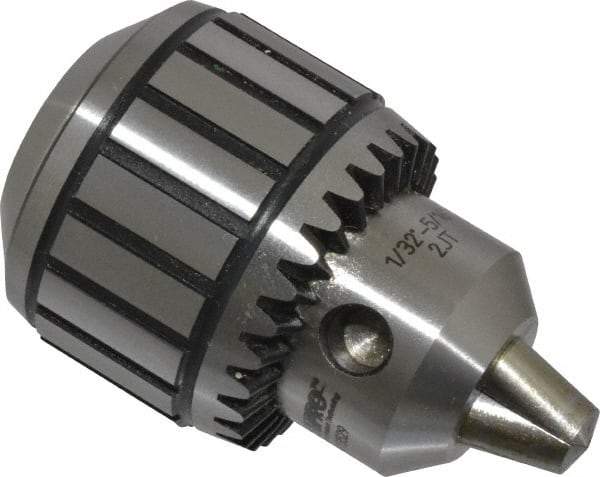 Accupro - JT2, 1/32 to 5/16" Capacity, Tapered Mount Steel Drill Chuck - Keyed, 47mm Sleeve Diam, 55mm Open Length - Exact Tool & Supply