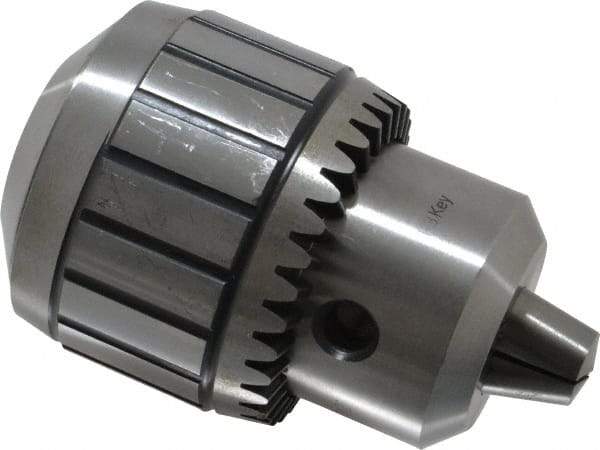 Accupro - JT3, 1/32 to 1/2" Capacity, Tapered Mount Steel Drill Chuck - Keyed, 62mm Sleeve Diam, 75mm Open Length - Exact Tool & Supply