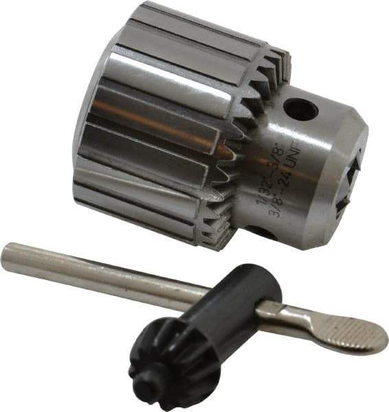 Accupro - 3/8-24, 1/32 to 3/8" Capacity, Threaded Mount Drill Chuck - Keyed, 43mm Sleeve Diam, 53mm Open Length - Exact Tool & Supply
