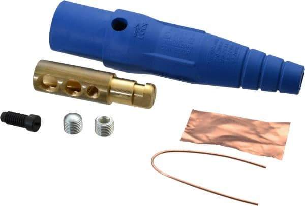 Leviton - 3R NEMA Rated, 600 Volt, 300 Amp, 2 to 2/0 AWG, Cam, Double Set Screw, Male Single Pole Plug and Connector - 7.01 Inch Long, Blue - Exact Tool & Supply