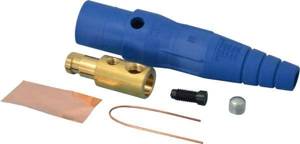 Leviton - 3R NEMA Rated, 600 Volt, 400 Amp, 1/0 to 4/0 AWG, Cam, Single Set Screw, Male Single Pole Plug and Connector - 7.01 Inch Long, Blue - Exact Tool & Supply