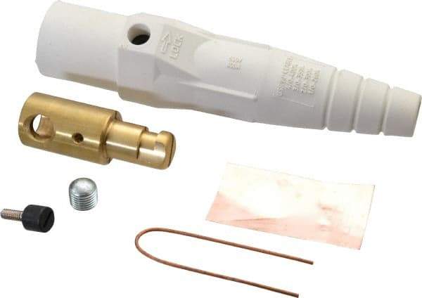 Leviton - 3R NEMA Rated, 600 Volt, 400 Amp, 1/0 to 4/0 AWG, Cam, Single Set Screw, Male Single Pole Plug and Connector - 7.01 Inch Long, White - Exact Tool & Supply