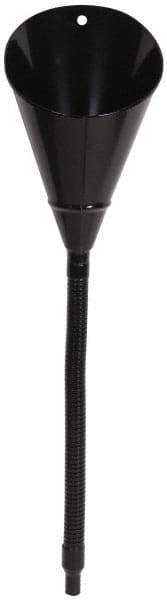 Value Collection - 2 Qt Capacity Steel Funnel - 1/2" Tip OD, 17" Flexible Spout, Black - Exact Tool & Supply