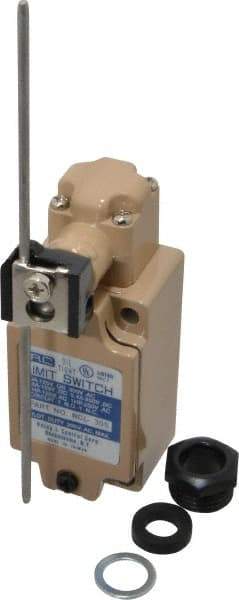 Value Collection - SPDT, NC/NO, 120 VAC, 240 VAC, 480 VAC at 10 Amps, Screw Terminal, Rod Lever Actuator, General Purpose Limit Switch - Exact Tool & Supply