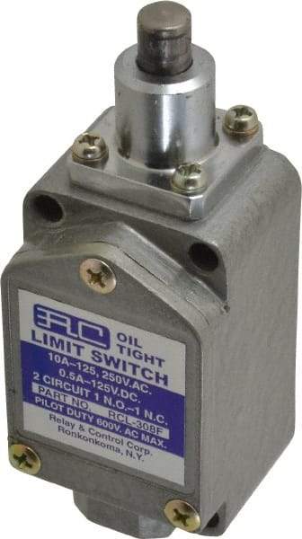 Value Collection - SPDT, NC/NO, 120 VAC, 240 VAC, 480 VAC at 10 Amps, Screw Terminal, Plunger Actuator, General Purpose Limit Switch - Exact Tool & Supply