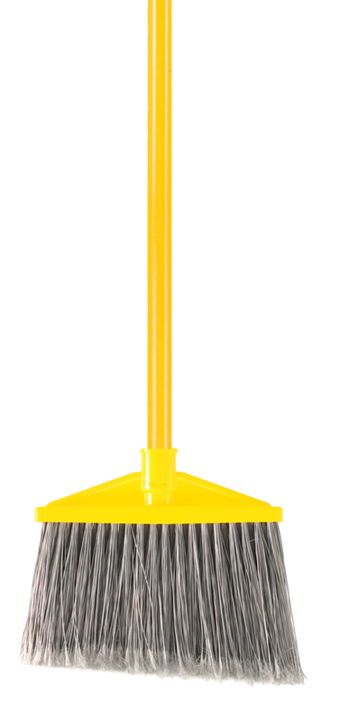 Angle Broom with 10.5" Sweep Area -1" Dia (2.5 cm) Vinyl Coated Metal Handle - Exact Tool & Supply