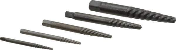 Cleveland - 5 Piece Spiral Flute Screw Extractor Set - Screw Range 3/16 to 3/4" - Exact Tool & Supply