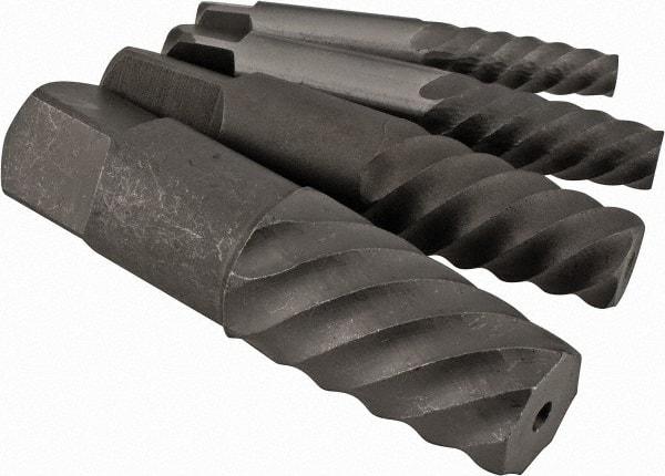 Cleveland - 4 Piece Spiral Flute Screw Extractor Set - Screw Range 15/32 to 1" - Exact Tool & Supply