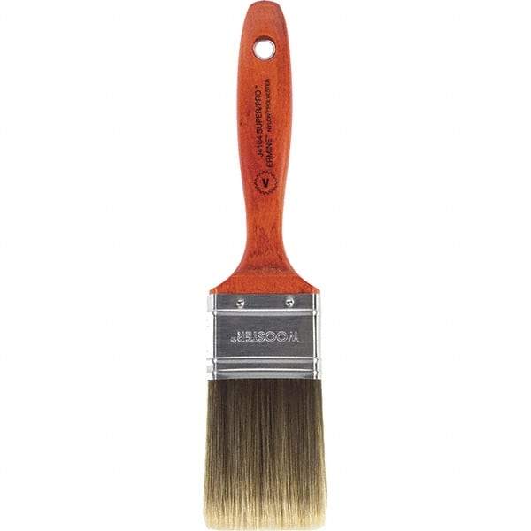 Wooster Brush - 2" Flat Nylon/Polyester Varnish Brush - 2-11/16" Bristle Length, 5-1/2" Wood Beavertail Handle - Exact Tool & Supply