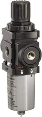 ARO/Ingersoll-Rand - 1/4" NPT Port Miniature 1 Piece Filter/Regulator FRL Unit - Metal Bowl, 47 SCFM, 250 Max psi, 6.89" High x 1.575" Long, Automatic Drain - Exact Tool & Supply