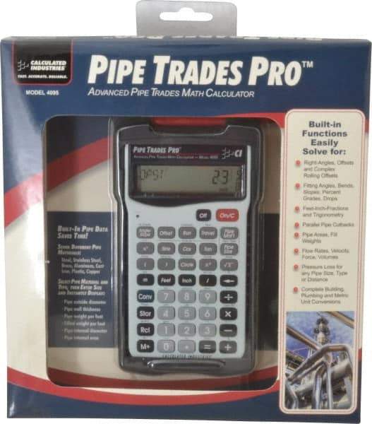 Calculated Industries - 58 Function Pipe Trades Industrial Calculator - 5.6299 Inch Long x 3 Inch Wide - Exact Tool & Supply