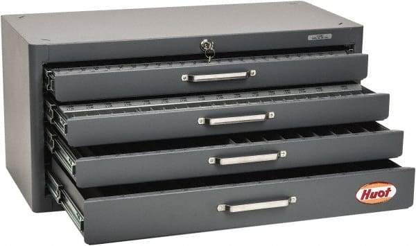 Huot - 4 Drawer, 1/4-18 to 1-1/2 - 11-1/2 Tap Storage - 26" Wide x 12" Deep x 12-1/2" High, Steel - Exact Tool & Supply