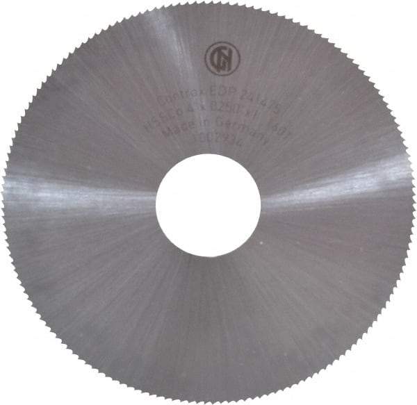 Controx - 4" Diam x 0.025" Blade Thickness x 1" Arbor Hole Diam, 160 Tooth Slitting and Slotting Saw - Arbor Connection, Right Hand, Uncoated, Cobalt, Concave Ground - Exact Tool & Supply