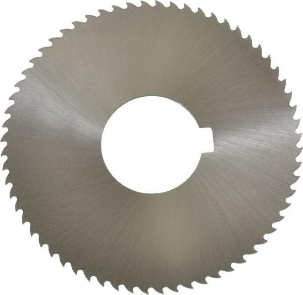 Controx - 3" Diam x 0.0469" Blade Thickness x 1" Arbor Hole Diam, 64 Tooth Slitting and Slotting Saw - Arbor Connection, Right Hand, Uncoated, Cobalt, 15° Rake, Concave Ground, Contains Keyway - Exact Tool & Supply