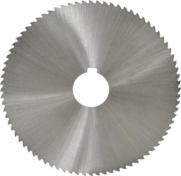 Controx - 5" Diam x 0.0469" Blade Thickness x 1" Arbor Hole Diam, 80 Tooth Slitting and Slotting Saw - Arbor Connection, Right Hand, Uncoated, Cobalt, 15° Rake, Concave Ground, Contains Keyway - Exact Tool & Supply