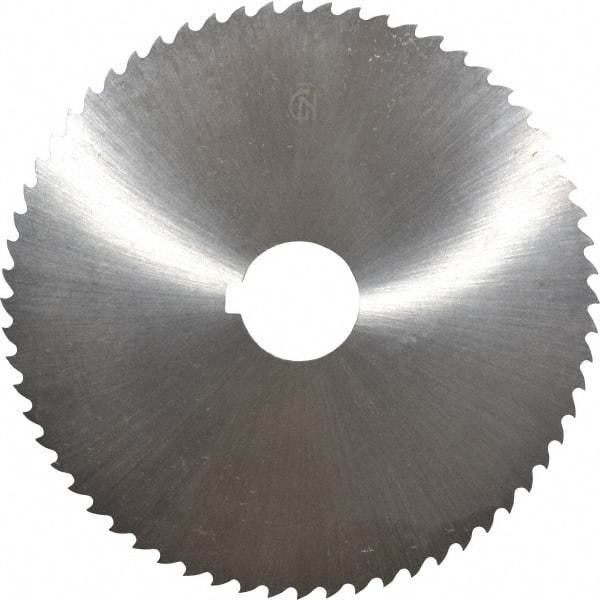 Controx - 5" Diam x 1/16" Blade Thickness x 1" Arbor Hole Diam, 64 Tooth Slitting and Slotting Saw - Arbor Connection, Right Hand, Uncoated, Cobalt, 15° Rake, Concave Ground, Contains Keyway - Exact Tool & Supply