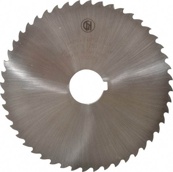 Controx - 5" Diam x 1/8" Blade Thickness x 1" Arbor Hole Diam, 48 Tooth Slitting and Slotting Saw - Arbor Connection, Right Hand, Uncoated, Cobalt, 15° Rake, Concave Ground, Contains Keyway - Exact Tool & Supply
