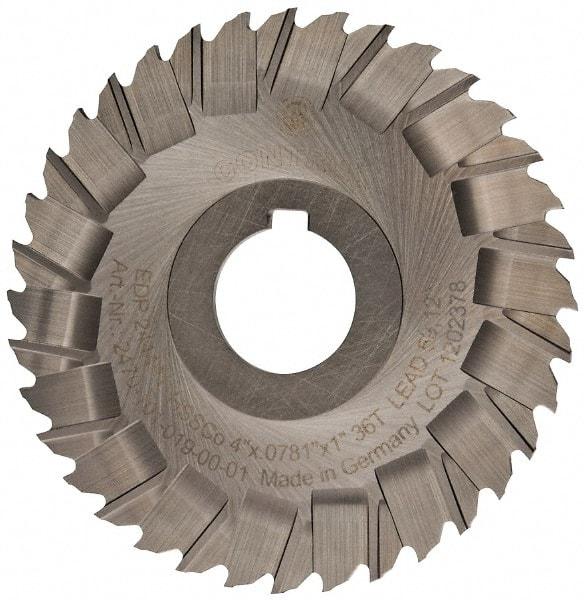 Controx - 4" Blade Diam x x 0.0781" Blade Thickness, 1" Hole, 36 Teeth, Cobalt Side Chip Saw - Staggered Tooth, Arbor Connection, Right Hand Cut, Uncoated, with Keyway - Exact Tool & Supply