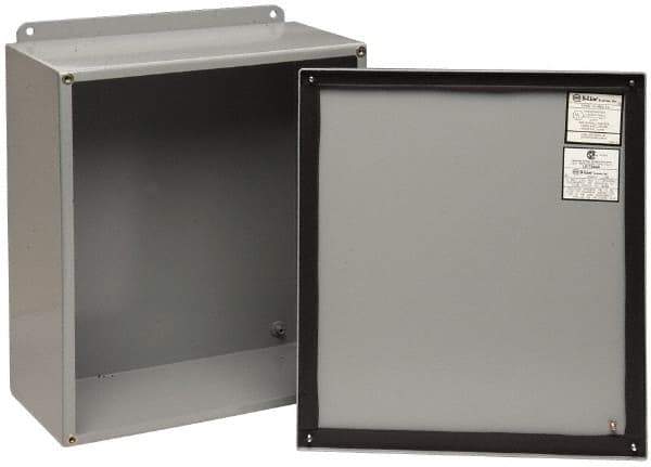 Cooper B-Line - Steel Standard Enclosure Screw Flat Cover - NEMA 12, 13, 8" Wide x 10" High x 6" Deep, Dirt-tight & Dust-tight - Exact Tool & Supply