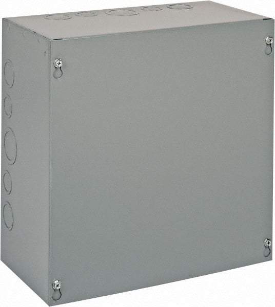 Cooper B-Line - Steel Junction Box Enclosure Screw Flat Cover - NEMA 1, 12" Wide x 12" High x 6" Deep - Exact Tool & Supply