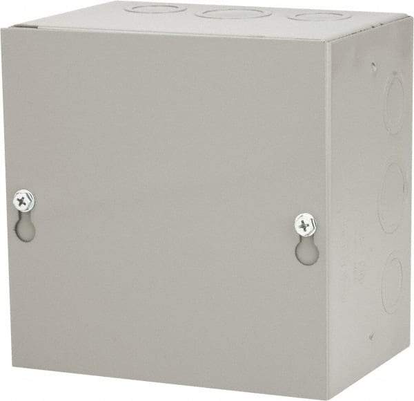 Cooper B-Line - Steel Junction Box Enclosure Screw Flat Cover - NEMA 1, 6" Wide x 6" High x 4" Deep - Exact Tool & Supply