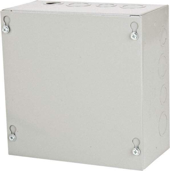 Cooper B-Line - Steel Junction Box Enclosure Screw Flat Cover - NEMA 1, 8" Wide x 8" High x 4" Deep - Exact Tool & Supply