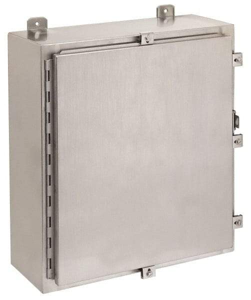 Cooper B-Line - Stainless Steel Standard Enclosure Hinge Flat Cover - NEMA 4, 12, 13, 4X, 16" Wide x 20" High x 6" Deep, Corrosion Resistant, Rainproof & Watertight - Exact Tool & Supply