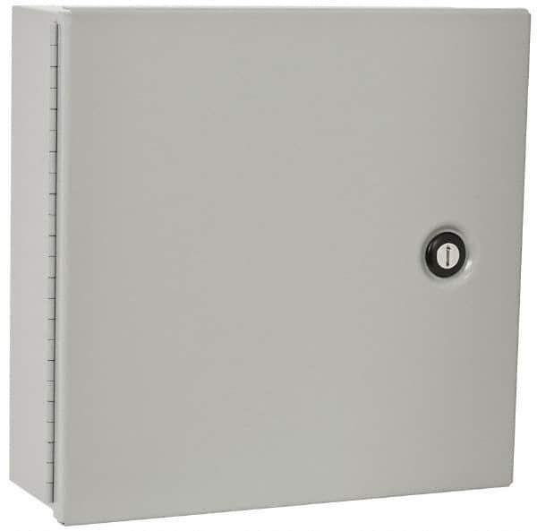 Cooper B-Line - Steel Standard Enclosure Hinge Flat Cover - NEMA 1, 12" Wide x 12" High x 4" Deep - Exact Tool & Supply