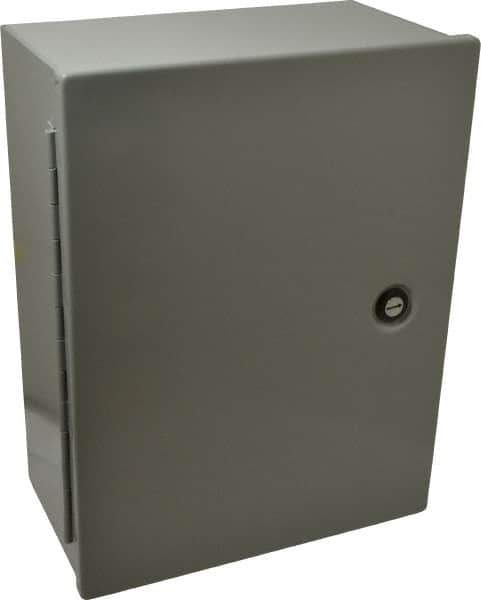 Cooper B-Line - Steel Standard Enclosure Hinge Flat Cover - NEMA 1, 12" Wide x 16" High x 6-5/8" Deep - Exact Tool & Supply