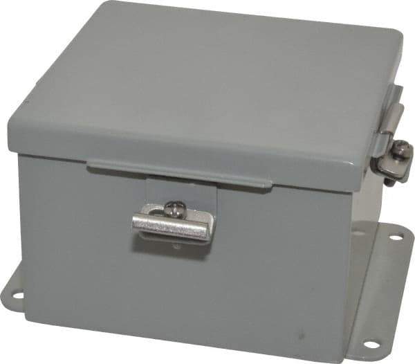 Cooper B-Line - Steel Standard Enclosure Hinge Flat Cover - NEMA 4, 12, 13, 6" Wide x 6" High x 4" Deep, Rainproof & Watertight - Exact Tool & Supply