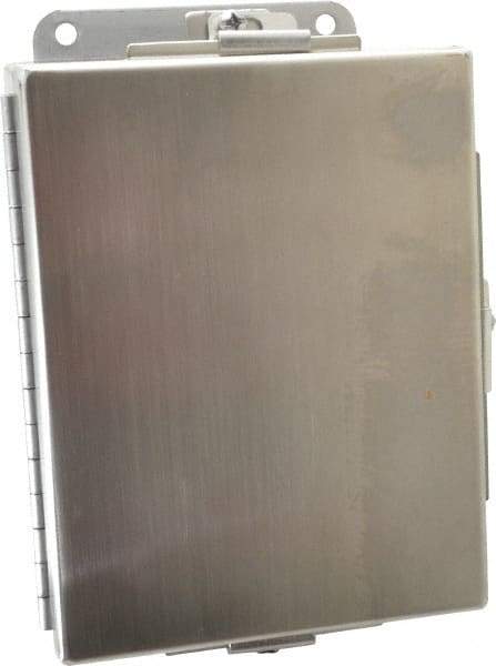 Cooper B-Line - Stainless Steel Standard Enclosure Hinge Flat Cover - NEMA 4, 12, 13, 3RX, 4X, 6" Wide x 8" High x 4" Deep, Corrosion Resistant, Dust-tight, Rainproof & Watertight - Exact Tool & Supply