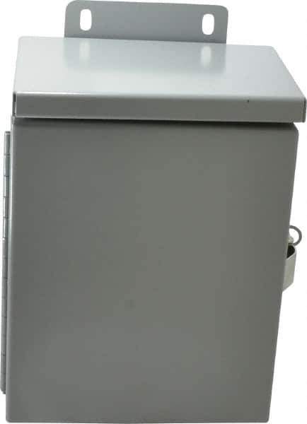 Cooper B-Line - Steel Junction Box Enclosure Hinge Flat Cover - NEMA 3R, 6" Wide x 8" High x 4" Deep, Rainproof - Exact Tool & Supply