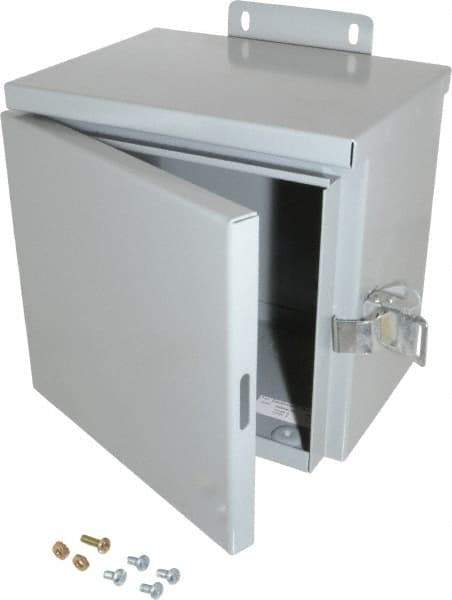 Cooper B-Line - Steel Junction Box Enclosure Hinge Flat Cover - NEMA 3R, 8" Wide x 8" High x 6" Deep, Rainproof - Exact Tool & Supply
