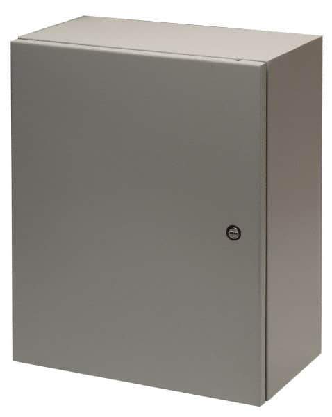 Cooper B-Line - Steel Standard Enclosure Hinge Flat Cover - NEMA 4, 12, 16" Wide x 20" High x 8" Deep, Dirt-tight, Dust-tight, Rainproof & Watertight - Exact Tool & Supply