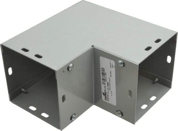 Cooper B-Line - 4 Inch Wide x 4 Inch High, Raceway Elbow End - 90°, Gray, For Use with Lay In Wireways, Type 1 Screw Cover Wireway - Exact Tool & Supply