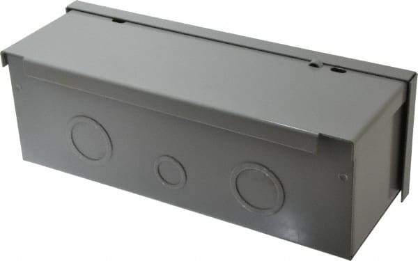 Cooper B-Line - 4" High x 12" Wide x 4" Long, Screw Mount Wire Duct - Gray, 3 Knockouts, Screw, Steel - Exact Tool & Supply