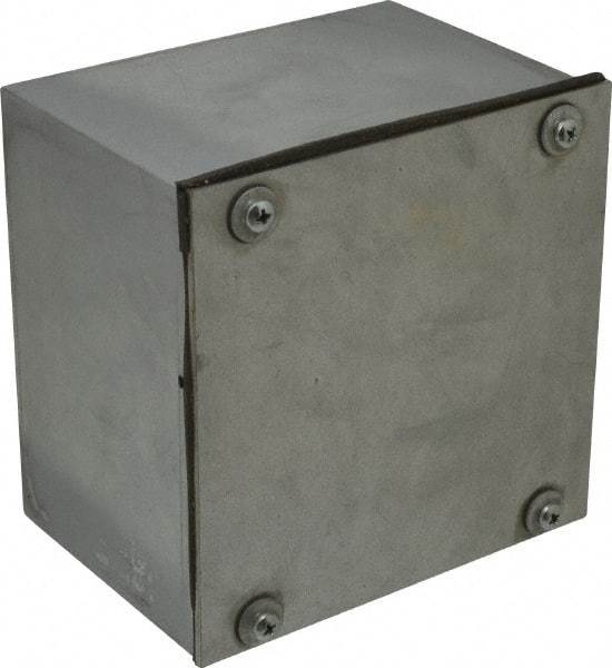 Cooper B-Line - Steel Junction Box Enclosure Screw Flat Cover - NEMA 3, 12, 6" Wide x 6" High x 4" Deep, Dust-tight & Rainproof - Exact Tool & Supply