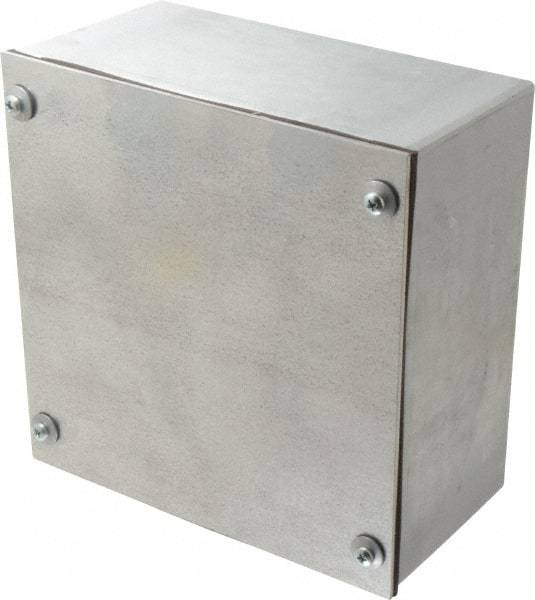 Cooper B-Line - Steel Junction Box Enclosure Screw Flat Cover - NEMA 3, 12, 8" Wide x 8" High x 4" Deep, Dust-tight & Rainproof - Exact Tool & Supply