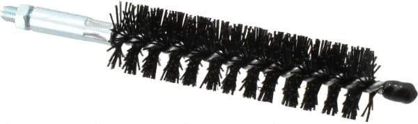 Schaefer Brush - 4" Brush Length, 1" Diam, Nylon Single Stem, Single Spiral Condenser Tube Brush - 6-1/4" Long, Nylon, 1/4-28 Male Connection - Exact Tool & Supply