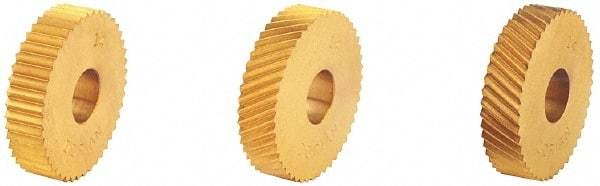 Dorian Tool - 1" Diam, 90° Tooth Angle, 12 TPI, Standard (Shape), Form Type High Speed Steel Straight Knurl Wheel - 3/8" Face Width, 5/16" Hole, Circular Pitch, Bright Finish, Series O - Exact Tool & Supply