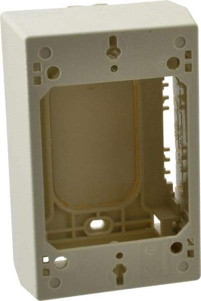 Wiremold - 4-3/4 Inch Long x 3 Inch Wide x 1-3/4 Inch High, Rectangular Raceway Box - Ivory, For Use with Wiremold 2300 Series Raceways - Exact Tool & Supply