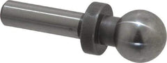 Gibraltar - 1/2" Ball Diam, 1/4" Shank Diam, Steel Inspection Tooling Ball - Press-Fit Shank, 1-3/8" Ball Center to Shank Bottom, 1/2" Ball Center to Shoulder Bottom, with Shoulder - Exact Tool & Supply